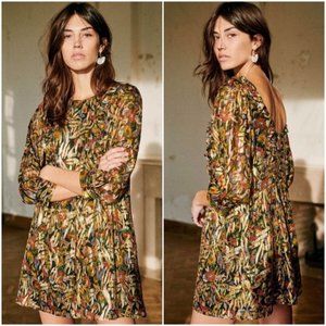 Sezane Gold Marcella Dress US 6 NWT